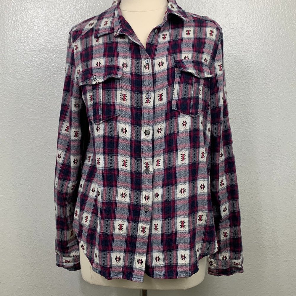 PAIGE Mya Western Plaid Flannel Button Up Shirt